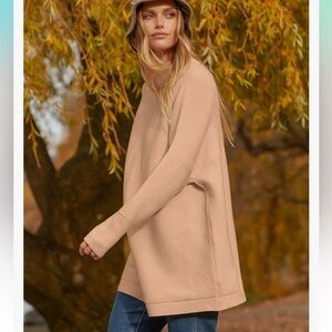 Women’s Turtleneck Batwing Sleeve Oversized Ribbed Knit Tunic Sweater